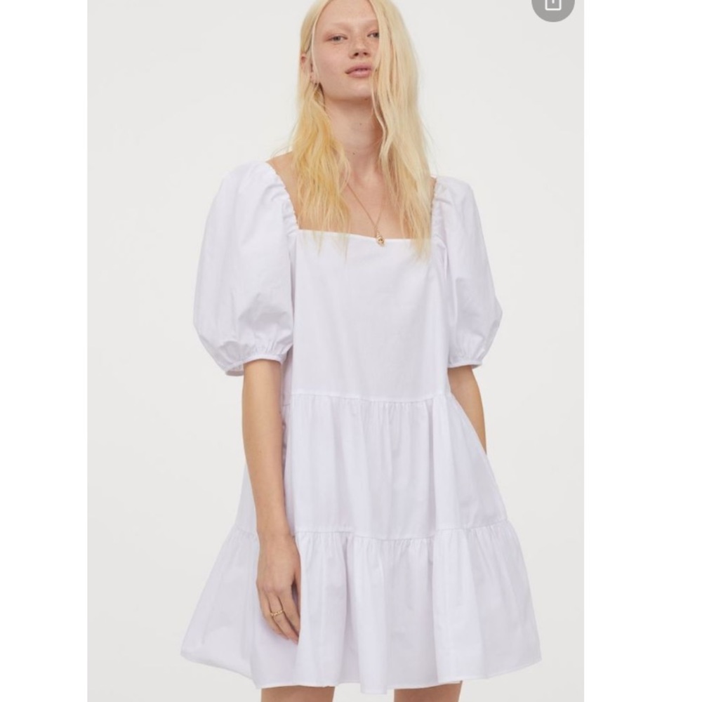 H&M White Puff Sleeve Dress NWOT